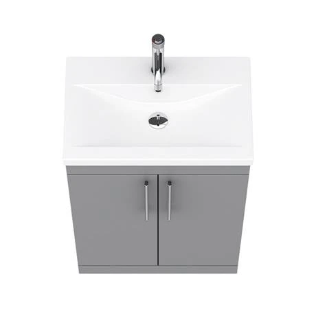 Arezzo Matt Grey 600mm Floor Standing Vanity Unit with Chrome Handles 6 Arezzo Matt Grey 600mm Floor Standing Vanity Unit with Chrome Handles - Image 6