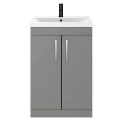 Arezzo 600 Matt Grey Floor Standing Vanity Unit with Chrome Handles | Freestanding Bathroom Storage -Vanity Units Shop AZG6FSVCH d3 460