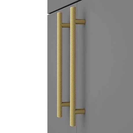 Arezzo 600mm Floor Standing Countertop Vanity Unit - Matt Grey with Industrial Brushed Brass Handles 2 Arezzo 600mm Floor Standing Countertop Vanity Unit - Matt Grey with Industrial Brushed Brass Handles - Image 2
