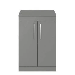 Arezzo Matt Grey Floor Standing Countertop Vanity Unit 600mm with Chrome Handles -Vanity Units Shop AZG6FSWCH d3 460