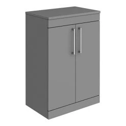 Arezzo Matt Grey Floor Standing Countertop Vanity Unit 600mm with Chrome Handles