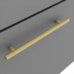 Arezzo Matt Grey Wall Hung Vanity Unit 600mm with Industrial Brushed Brass Handle -Vanity Units Shop AZG6WHVBBIS d2 460