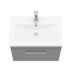 Arezzo Matt Grey Wall Hung Vanity Unit 600mm with Industrial Chrome Handle - Modern Bathroom Furniture -Vanity Units Shop AZG6WHVCHIS d5 460