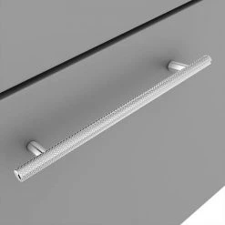 Arezzo Matt Grey Wall Hung Vanity Unit 600mm with Industrial Chrome Handle - Modern Bathroom Furniture -Vanity Units Shop AZG6WHVCHIS d2 460