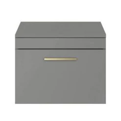 Arezzo 600mm Wall Hung Countertop Vanity Unit - Matt Grey with Brushed Brass Handle -Vanity Units Shop AZG6WHWBB D2 460