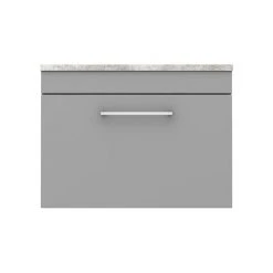 Arezzo Wall Hung Countertop Vanity Unit - Matt Grey - 600mm with Bellato Grey Worktop & Chrome Handle -Vanity Units Shop AZG6WHWCHG d6 460
