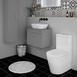 Arezzo 600mm Wall Hung Vanity Unit - Matt Grey with Rose Gold Handle -Vanity Units Shop AZG6WHWRG d3 460