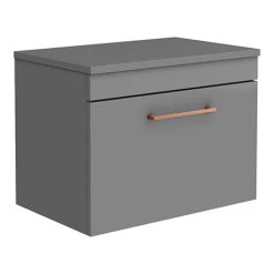 Arezzo 600mm Wall Hung Vanity Unit - Matt Grey with Rose Gold Handle