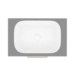 Arezzo Wall Hung Countertop Basin Unit - Grey with Brushed Brass Handle - 600mm inc. Basin -Vanity Units Shop AZGWHBB465 n d5 460