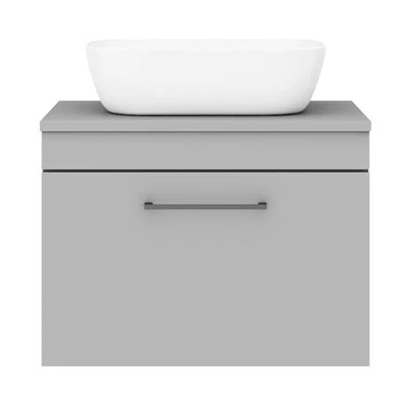 Arezzo Wall Hung Countertop Basin Unit - Grey with Black Handle - 600mm inc. Basin 5 Arezzo Wall Hung Countertop Basin Unit - Grey with Black Handle - 600mm inc. Basin - Image 5