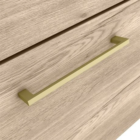Arezzo Rustic Oak Wall Hung Vanity Unit - 600mm with White Worktop & Brushed Brass Handle 2 Arezzo Rustic Oak Wall Hung Vanity Unit - 600mm with White Worktop & Brushed Brass Handle - Image 2
