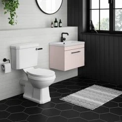 Arezzo Matt Pink Wall Hung Vanity Unit 500mm with Black Industrial Handle -Vanity Units Shop AZP5WHVBKIS d3 460