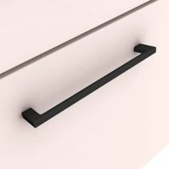 Arezzo 500mm Wall Hung Vanity Unit - Matt Pink with Matt Black Handle -Vanity Units Shop AZP5WHVBK NEW D1 460