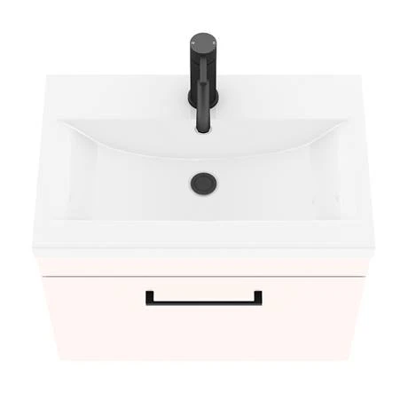 Arezzo Matt Pink Wall Hung Vanity Unit 600mm with Matt Black Handle 3 Arezzo Matt Pink Wall Hung Vanity Unit 600mm with Matt Black Handle - Image 3