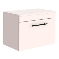 Arezzo Wall Hung Countertop Vanity Unit - Matt Pink - 600mm with Industrial Style Black Handle