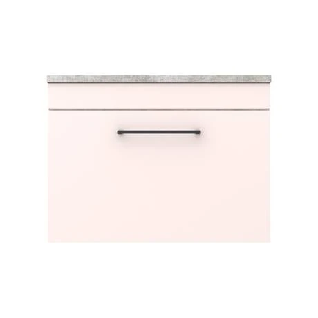 Arezzo Wall Hung Countertop Vanity Unit - 600mm, Matt Pink with Grey Worktop & Matt Black Handle 5 Arezzo Wall Hung Countertop Vanity Unit - 600mm, Matt Pink with Grey Worktop & Matt Black Handle - Image 5