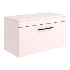 Arezzo 800mm Matt Pink Wall Hung Vanity Unit with Black Industrial Handle