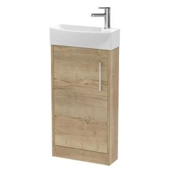 Arezzo Rustic Oak 450mm 1TH Floor Standing Cloakroom Vanity Unit - Freestanding Bathroom Storage