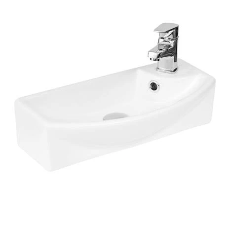 Arezzo Matt Blue 450mm 1TH Wall Hung Cloakroom Vanity Unit with Matt Black Handle 2 Arezzo Matt Blue 450mm 1TH Wall Hung Cloakroom Vanity Unit with Matt Black Handle - Image 2