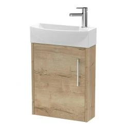Arezzo Rustic Oak 450mm 1TH Wall Hung Cloakroom Vanity Unit - Compact & Stylish