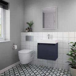 Arezzo Slim Wall Hung Vanity Unit - Matt Blue - 500 x 300mm | Space-Saving Bathroom Storage -Vanity Units Shop AZS5BLU d2 460