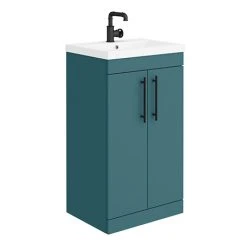 Arezzo Matt Green Floor Standing Vanity Unit 500mm with Black Industrial Handles