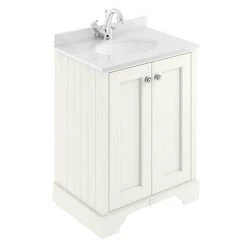 Bayswater Pointing White 600mm 2 Door Vanity Unit with White Marble Basin Top | Freestanding Bathroom Vanity