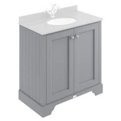 Bayswater Plummett Grey 800mm 2 Door Basin Cabinet Only - Freestanding Vanity Unit