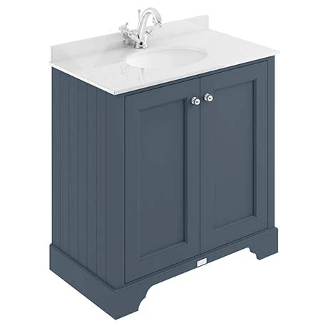 Bayswater Stiffkey Blue 800mm 2 Door Vanity Unit with White Marble Basin Top | Freestanding Vanity Unit 1 Bayswater Stiffkey Blue 800mm 2 Door Vanity Unit with White Marble Basin Top | Freestanding Vanity Unit