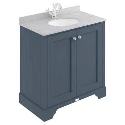 Bayswater Stiffkey Blue 800mm 2 Door Vanity Unit with Grey Marble Basin Top