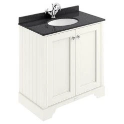 Bayswater Pointing White 800mm 2 Door Vanity Unit with Black Marble Basin Top - Freestanding Bathroom Furniture