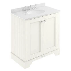 Bayswater Pointing White 800mm Freestanding Vanity Unit with 3TH White Marble Basin Top