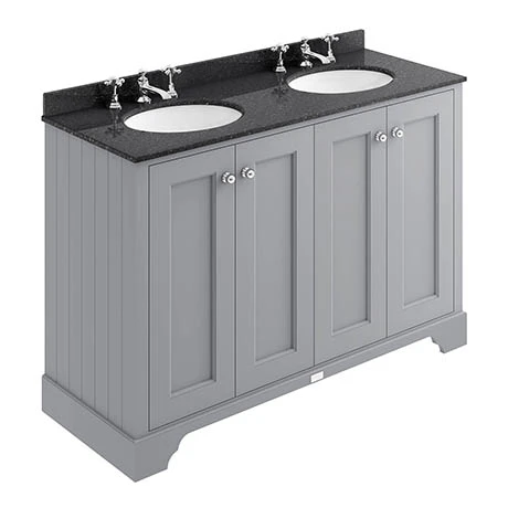 Bayswater Plummett Grey 1200mm Double Sink Vanity Unit with 3TH Black Marble Basin Top 1 Bayswater Plummett Grey 1200mm Double Sink Vanity Unit with 3TH Black Marble Basin Top