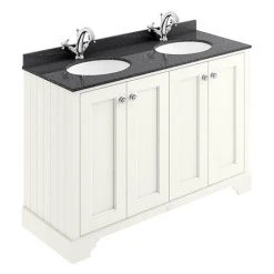 Bayswater Pointing White 1200mm 4-Door Vanity Unit with Black Marble Double Bowl Basin Top