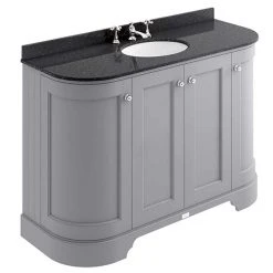 Bayswater Plummett Grey 1200mm 4-Door Vanity Unit with Black Marble Basin Top | Freestanding Bathroom Furniture
