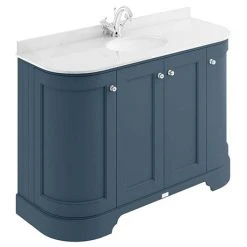 Bayswater Stiffkey Blue 1200mm 4-Door Freestanding Vanity Unit with White Marble Basin Top