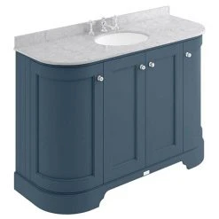 Bayswater Stiffkey Blue 1200mm 4-Door Freestanding Vanity Unit with Grey Marble Basin Top