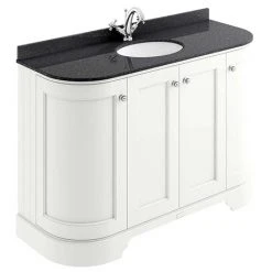 Bayswater Pointing White Curved 1200mm 4-Door Freestanding Vanity Unit with Black Marble Single Bowl Basin Top