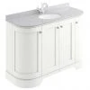 Bayswater Pointing White Curved 1200mm 4-Door Freestanding Vanity Unit with 1TH Grey Marble Single Bowl Basin Top