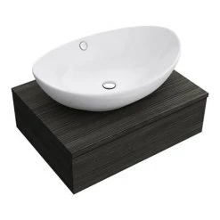 Brooklyn Floating Basin Shelf with Drawer - Black - 600mm incl. Oval Basin | Wall Hung Vanity Unit -Vanity Units Shop BCTBLK6B2 n d1 460