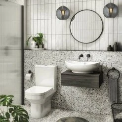 Brooklyn Floating Basin Shelf with Drawer - Black - 600mm incl. Oval Basin | Wall Hung Vanity Unit -Vanity Units Shop BCTBLK6B2 n d5 460