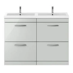 Brooklyn 1205mm Grey Mist Double Basin 4 Drawer Vanity Unit | Stylish & Functional Bathroom Storage 7 Brooklyn 1205mm Grey Mist Double Basin 4 Drawer Vanity Unit | Stylish & Functional Bathroom Storage -Vanity Units Shop BFS12GM4D n d3 460