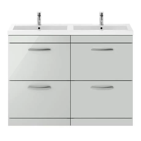 Brooklyn 1205mm Grey Mist Double Basin 4 Drawer Vanity Unit | Stylish & Functional Bathroom Storage 4 Brooklyn 1205mm Grey Mist Double Basin 4 Drawer Vanity Unit | Stylish & Functional Bathroom Storage - Image 4
