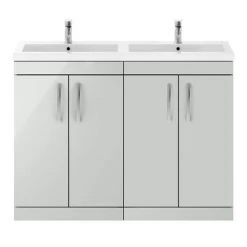 Brooklyn 1205mm Grey Mist Double Basin 4 Door Vanity Unit - Modern Bathroom Storage Solution -Vanity Units Shop BFS12GM d3 460