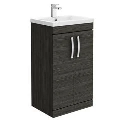 Brooklyn 500mm Black Freestanding Vanity Unit - Elegant 2 Door Floor Standing Design