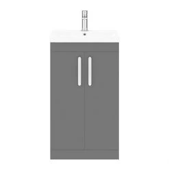 Brooklyn 500 Gloss Grey Floor Standing Vanity Unit with Thin-Edge Basin - Modern Freestanding Bathroom Vanity -Vanity Units Shop BFS5GGTE d6 460