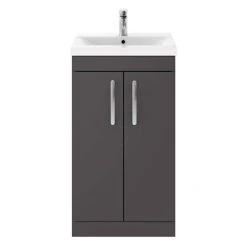 Brooklyn 500mm Gloss Grey Freestanding Vanity Unit | 2-Door Floor Standing Bathroom Storage 6 Brooklyn 500mm Gloss Grey Freestanding Vanity Unit | 2-Door Floor Standing Bathroom Storage -Vanity Units Shop BFS5GG d3 460