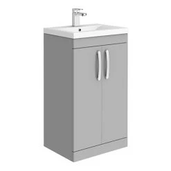 Brooklyn 500mm Grey Mist Vanity Unit - Floor Standing 2 Door Unit | Modern Bathroom Storage