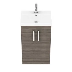 Brooklyn 500 Grey Avola Floor Standing Vanity Unit with Thin-Edge Basin - Freestanding Bathroom Furniture -Vanity Units Shop BFS5GRYTE n d3 460