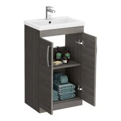 Brooklyn 500mm Grey Avola Vanity Unit - Floor Standing 2 Door Unit for Modern Bathrooms -Vanity Units Shop BFS5GRY d1 460